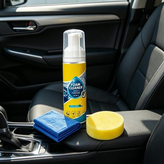Yousheng Multifunctional Foam Cleaner Rinse-Free Deep Cleaning Spray with Cleaning Sponge Towel for Car Interior Kitchen Grease Bathroom Mildew Fabric