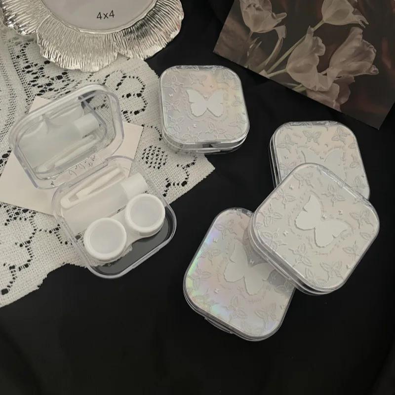 

Laser Butterfly Lens Container Women INS Contacts Lens Case Men Color Contact Lenses Storage Box Portable Travel Set