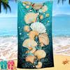 Blue Shell Series Digital-printed Polyester Superfine Fiber Double-sided Fleece Beach Vacation Bath Towel, Beach Towel