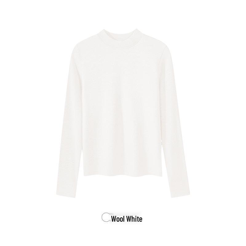 Women's 2025 Merino Wool Ribbed Crew Neck Pullover, Long Sleeve Base Layer for Autumn/Winter