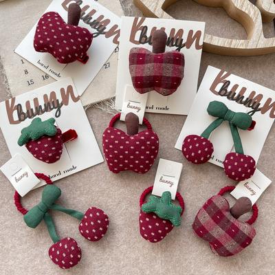 Cute Mushroom Hair Clip for Girls 3D Puffed Cotton Red Series Bowknot Side Hair Clip Elastic Hair Tie Forest Style Hair Accessories for Children