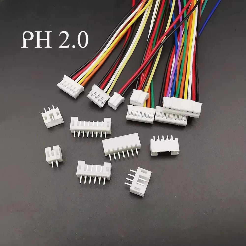 PH2.0mm Pitch Terminal Wire Harness Connector Cable 26AWG Wire With Socket 2P To 10P Multiple Circuit For Electronic Application