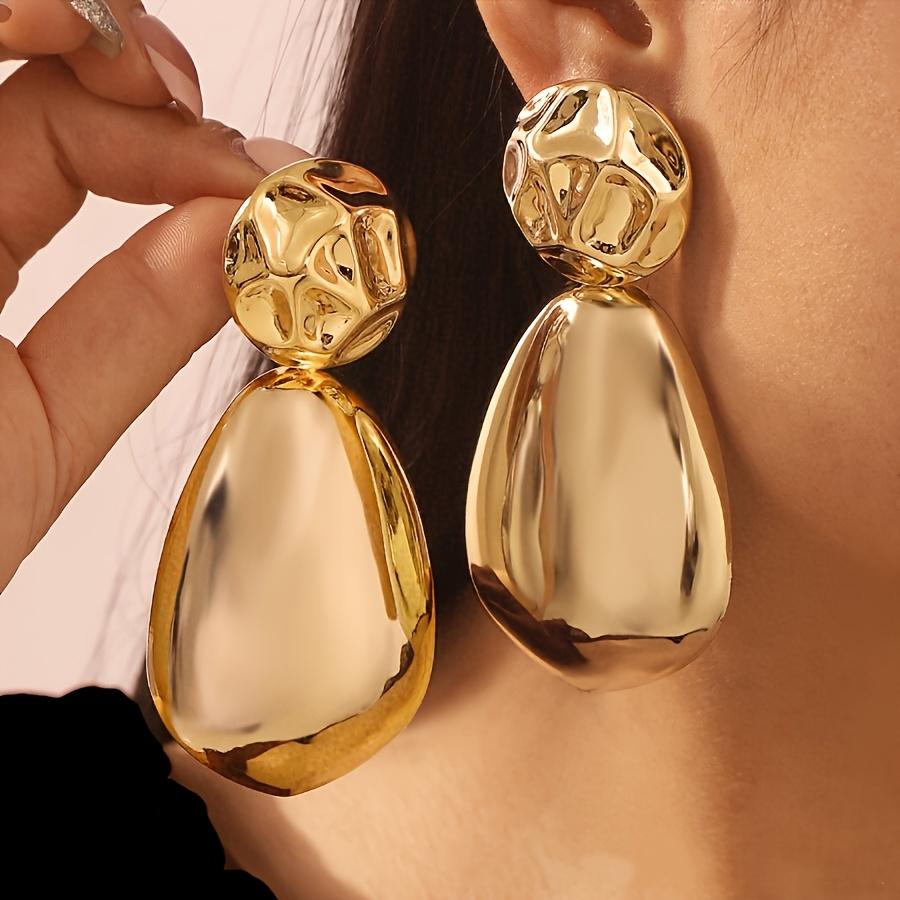 1 пара преувеличенных модных атмосферных трехмерных неправильной формы сферических и каплевидных серег-гвоздиков для повседневного ношения золотистый