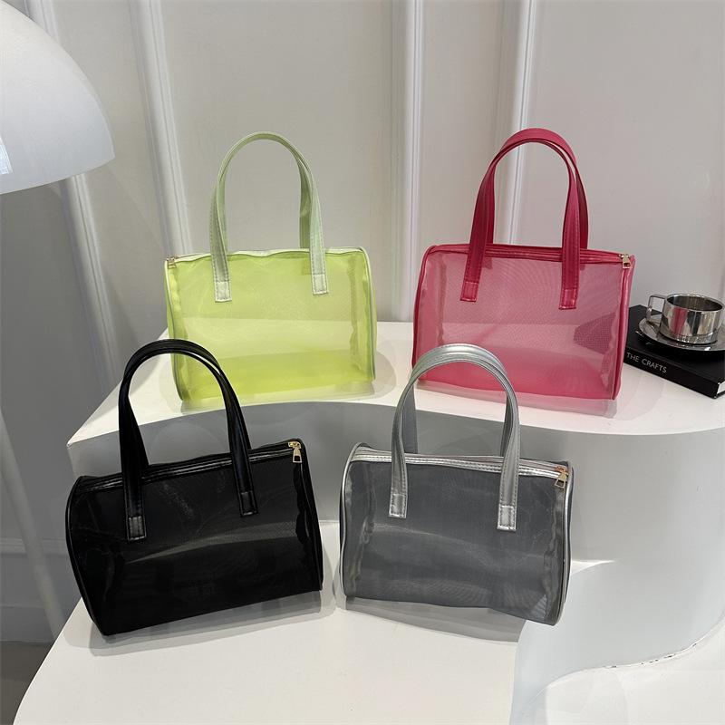 ins wind translucent PVC tote bag large capacity portable shoulder jelly bag cute souvenir gift bag