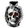 Autumn Winter Retro Skull Series 3D Digital Printed Men's Loose Fitting Pullover Hoodies Fashionable Long Sleeved Hoodies