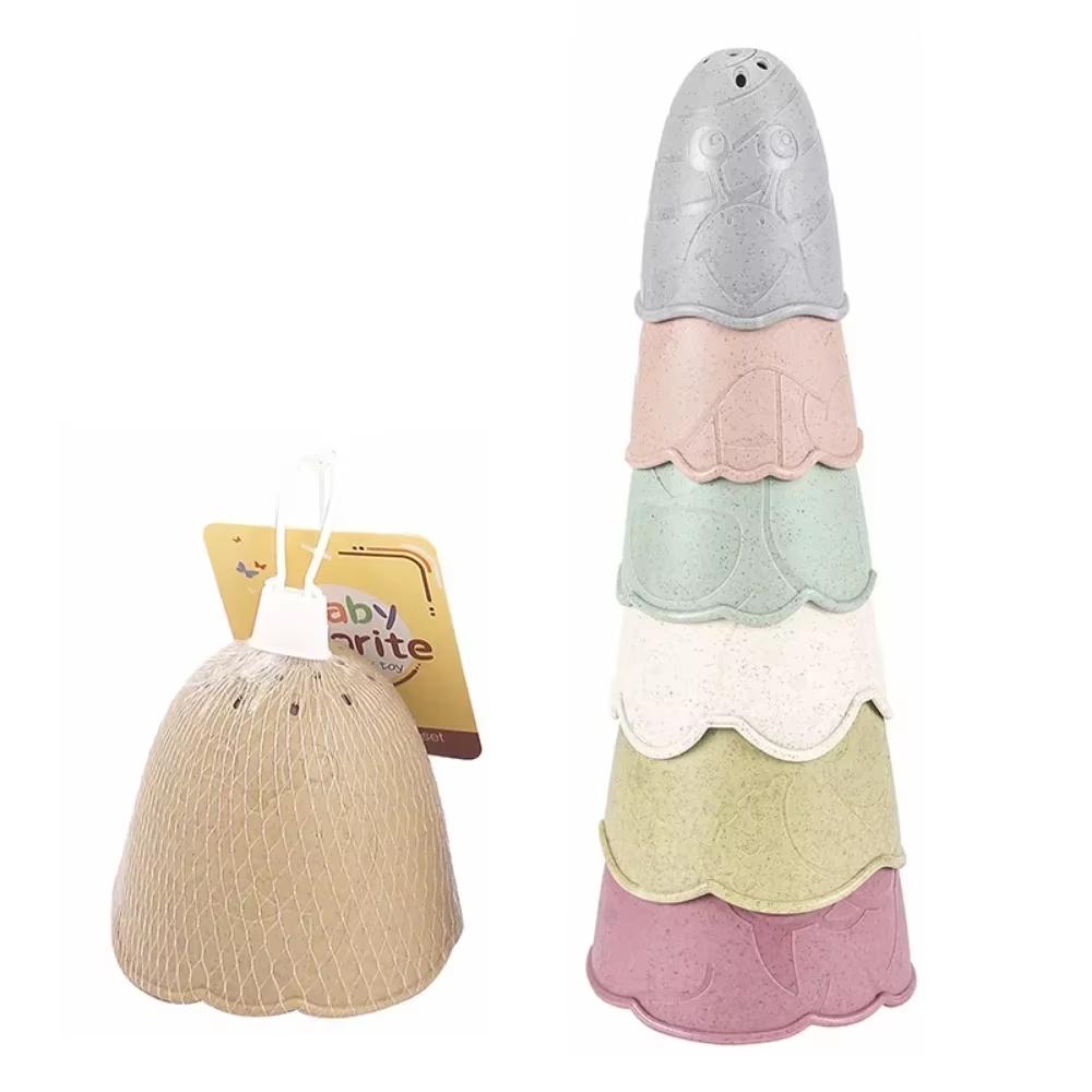 Jouets de Bain pour Bébé Jouets Bateaux Empilables Colorés Éducation Précoce Intelligence Cadeau Tasse Empilable en Forme de Bateau Tour Pliante Jouets pour Bébé