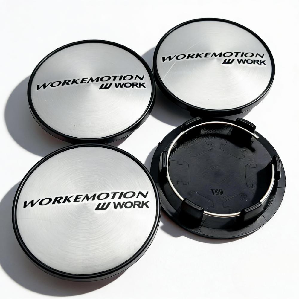 4pcs JDM W Work Emotion Logo Emblem Car Wheel Center Caps 69MM Clips 56MM Wheels Hub Cap Rim Hubcaps Dust Cover Car Accessories