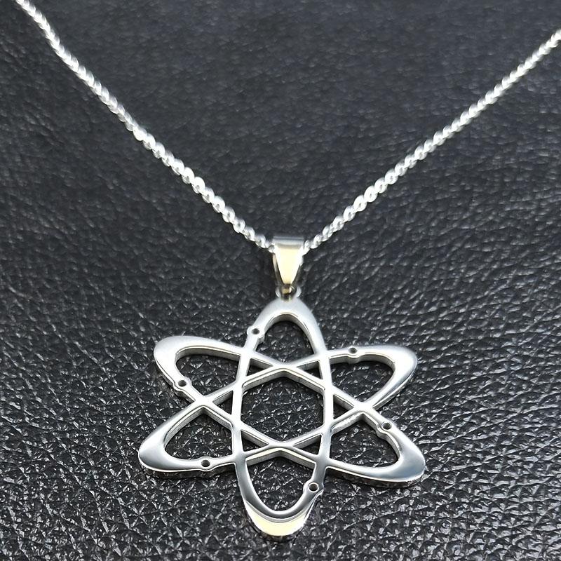 Kohlenstoffatom Physik Chemie Anhänger Halskette für Damen Herren Edelstahl Wissenschaft Chemische Kette Schmuck collares N612S02
