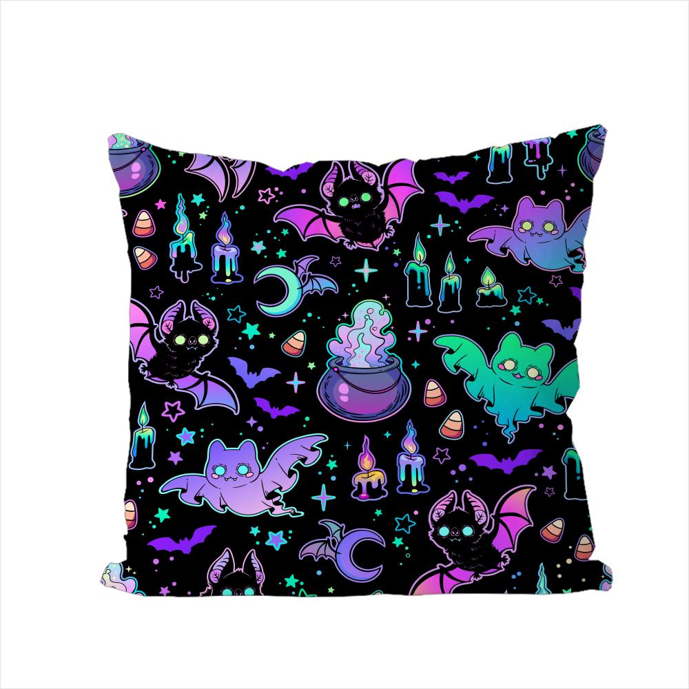 Neon Ghost Pillow Case For Car Sofa Decorative Home Doublesided Print Plush Square Throw Pillow Cushion Cover