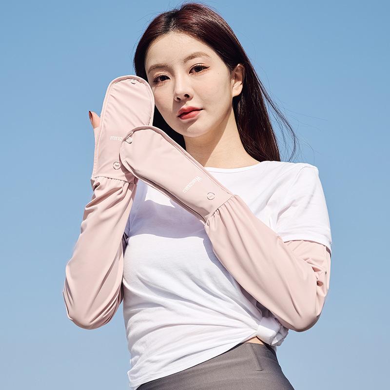 Summer Arm Sleeve UV Protection Full Hand Cover Ice Silk Cycling Sleeves Adjustable Anti-Slip Cooling Hiking Running Arm Sleeve розовый