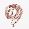 European & American Style Watermelon Rind Bracelet with 108 Buddhist Beads and Lotus Tree of Life Pendant