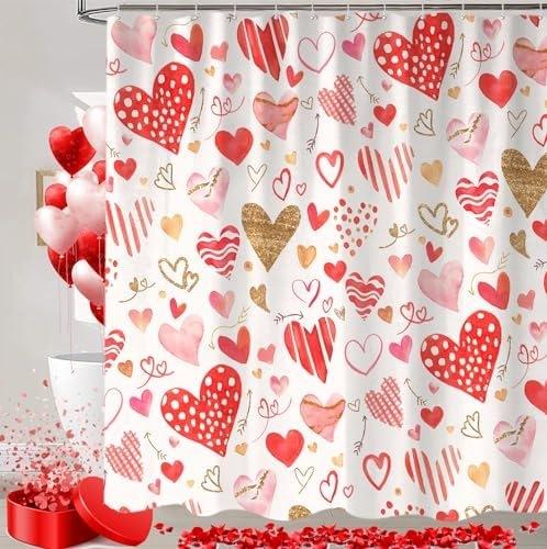 Christmas Red Truck Red House Snowman Cardinal No Drill Shower Curtain 12 Hooks Bathroom Decor Set