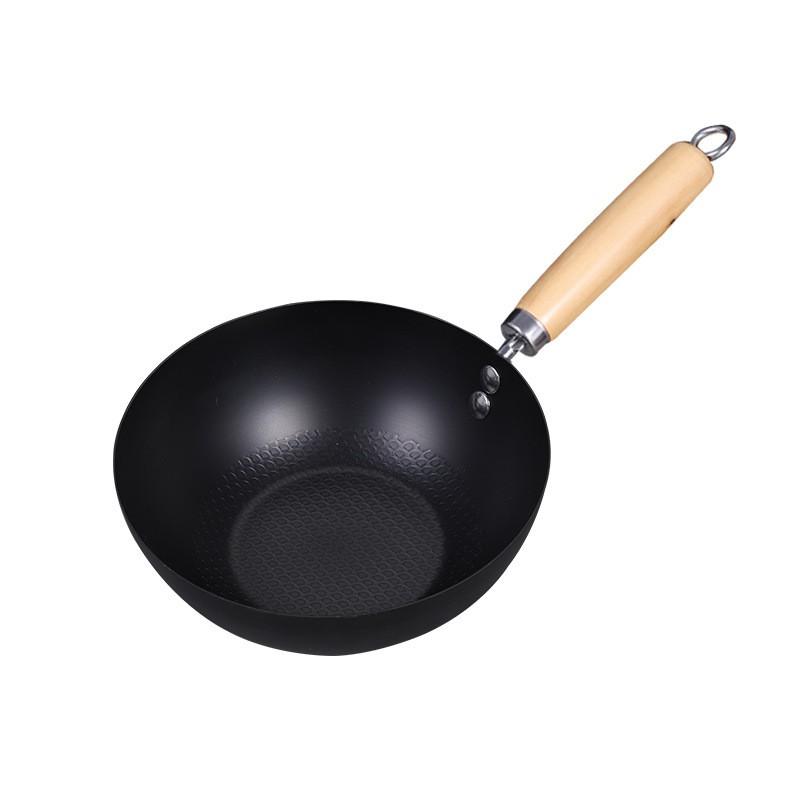 20cm Mini Cast Iron Stir Fry Pan Non-Coated Pre-Seasoned Single ServingCompatible Lightweight Home Cooking