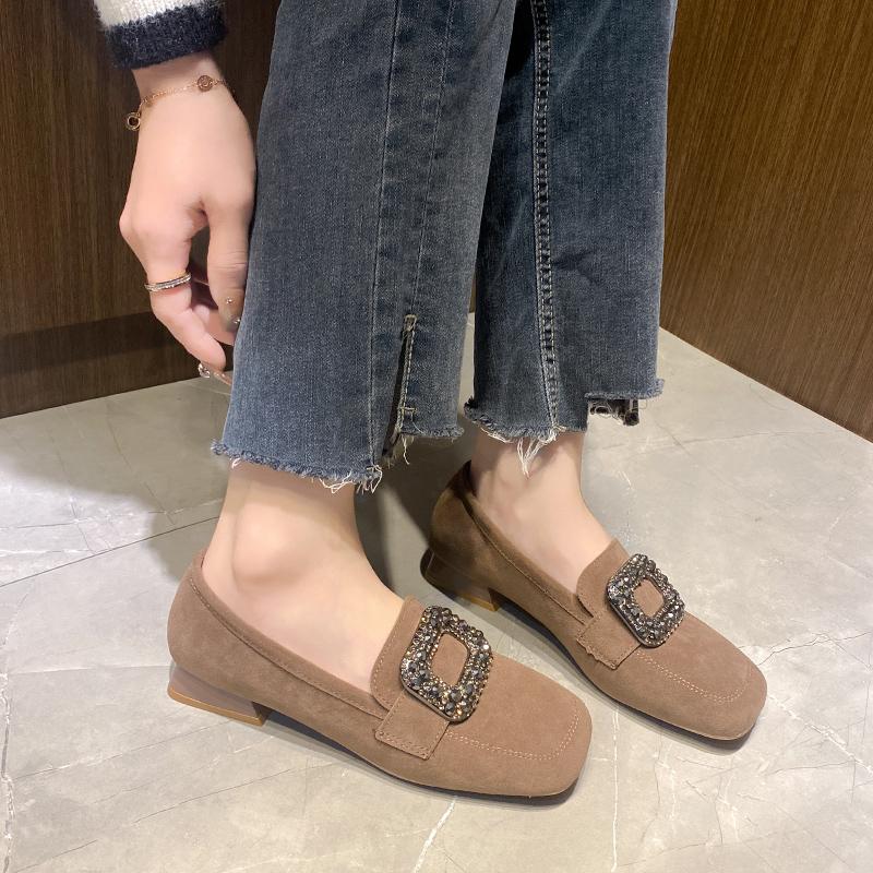 Chaussures à talons élégants pour femmes, nouvelles chaussures à boucle carrée épaisse, bouche profonde, style rétro français, confortables, à tête carrée, Zapatos Mujer