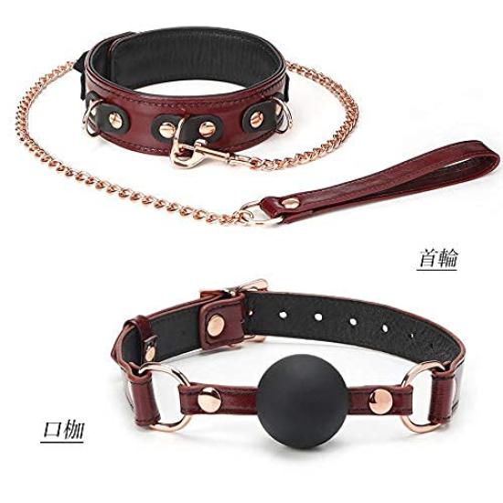 Liebe Seele SM Goods Restraints 8 Piece Set Wine Red Luxury Genuine Leather Training Queen M (Thigh Shackles Size)