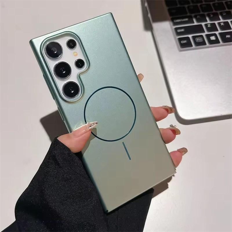 Plating Case Bumper for Samsung S25 Ultra/S24 Ultra/S25 Plus/S23 - MagSafe Wireless Charging Shockproof Hard Shell Cover