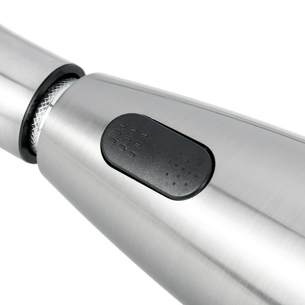 Kitchen Pull-Out Faucet Tap Mixer Spout Finish Brushed Swivel Spray Single Hole 360 Degree Brushed  Faucets Water Mixer Tap Silvery New