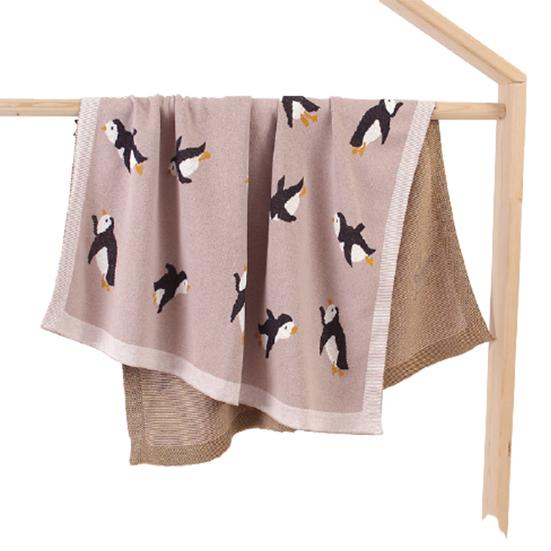 

100x80 см вязаное детское одеяло с изображением пингвина, чехол для детской коляски, пеленальная пленка светло-розовый