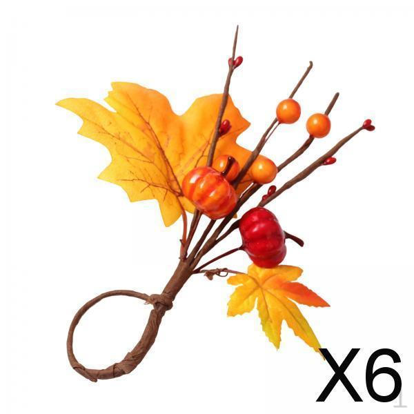 

6x Halloween Napkin Rings Table Settings, Artificial Pumpkin Hotel Cloth Holder Thanksgiving