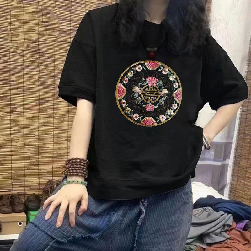 

Women s 100% Cotton Casual Loose Slimming Half Sleeve Plus Size Printed T-Shirt 3XL [160-180 lbs]