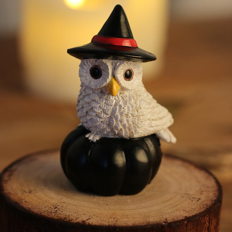 Halloween Decorations - Cute Owl, Bat, Pumpkin, Ghost Resin Craft Figurines - Party Small Gifts
