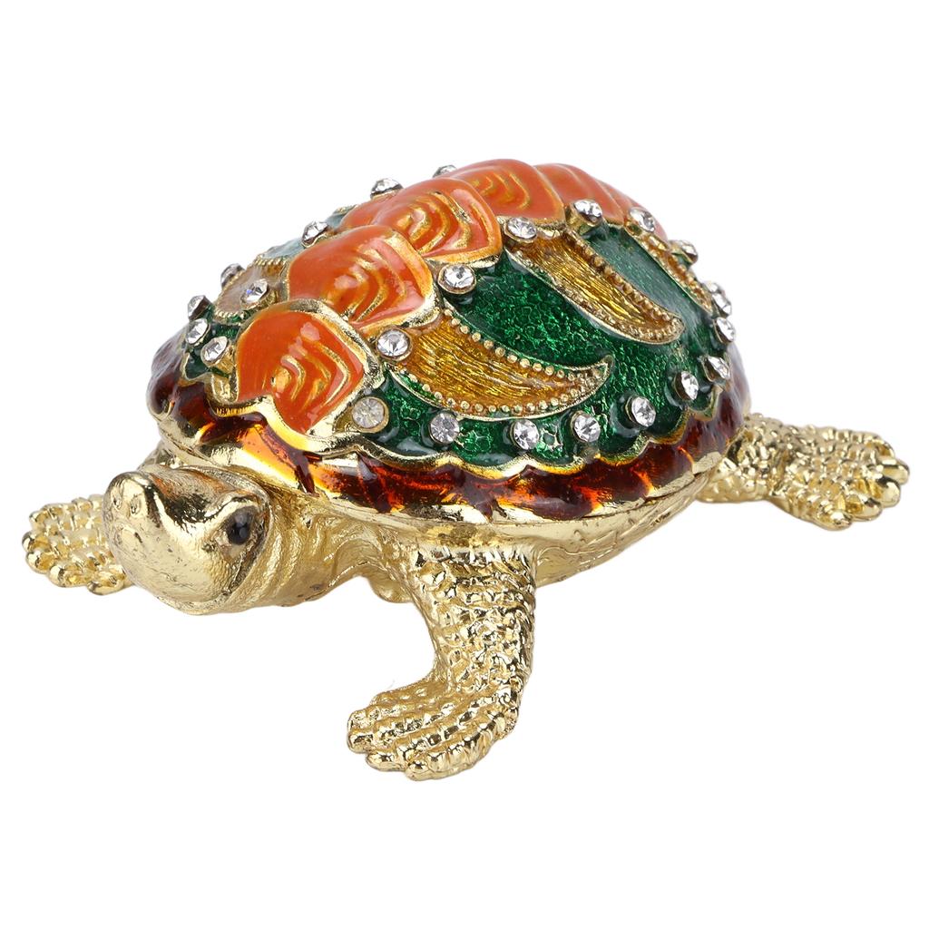 Turtle Trinket Box Turtle Band Jewelry Trinket Box with Painted Electroplated Rhinestone for Earrings Necklace Storage
