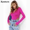 Women's Long Sleeve Bodycon Jumpsuit with Zipper, Sexy Top for Women