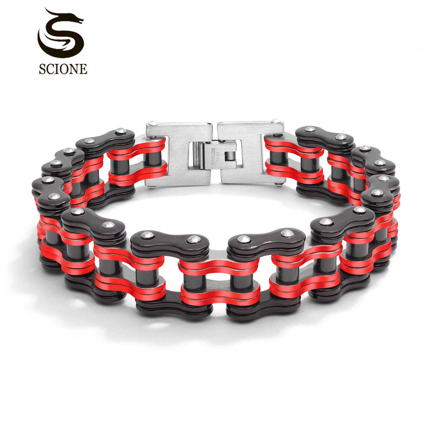 

Велосипедный браслет из титановой стали, индивидуальный мужской мотоциклетный браслет Tide, аксессуары для мужского браслета 22cm чёрный/красный
