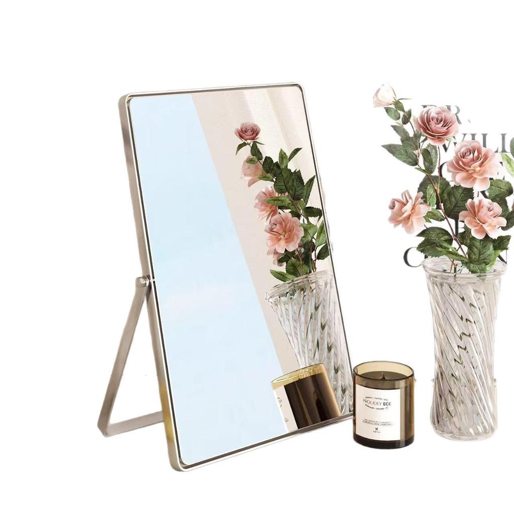 Espejo de Tocador Cuadrado Grande Retro de Hierro Forjado - Acabado Plateado