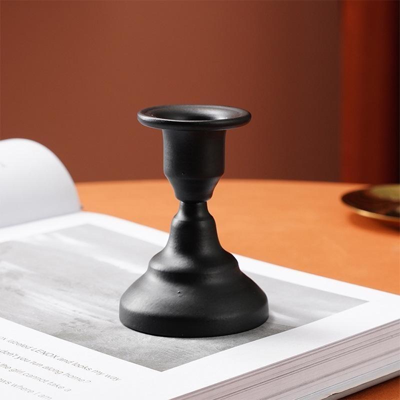 2Pcs Vintage Metal Candlestick Holders Matte Black Taper Candle Stand for Wedding Party Table Decor