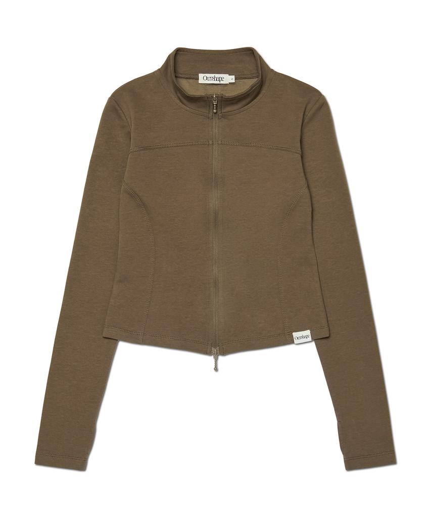 AWOSWEIB Relaxed Slim Zip-Up - Brown