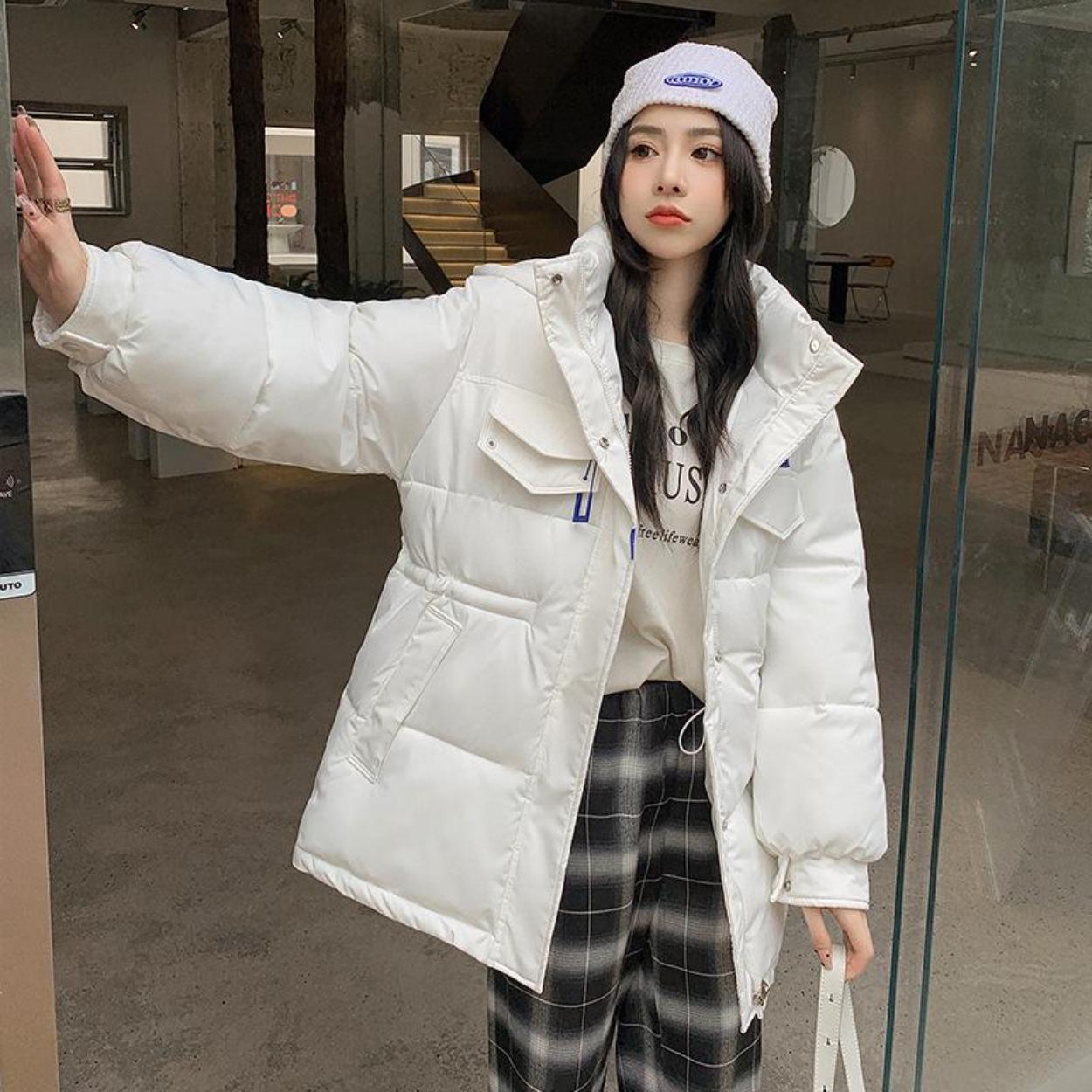 

Зимняя куртка-пуховик Женская свободная куртка с капюшоном M чёрный