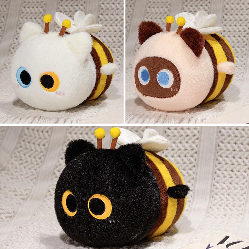 Adorable Black White Cat Bee Plush Pillow Cute And Charming Plushies Bee Stuffed Toy Kitten Plushies Turn To bee Gentle Birth Date Present