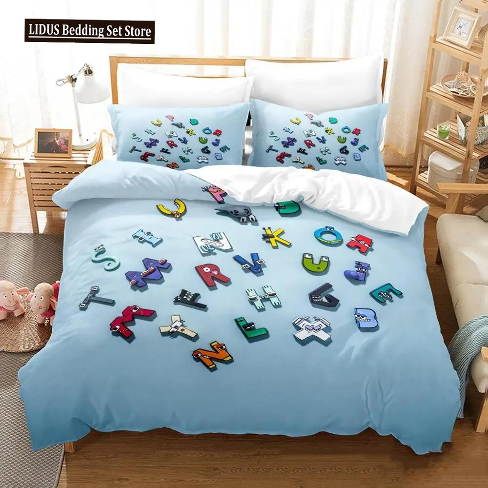 3D Print Cartoon Alfabet Lore A-Z Beddengoedset Jongens Meisjes Twin Queen King Size Dekbedovertrek Kussensloop Bed Jongens Volwassene EU single(135x200cm)