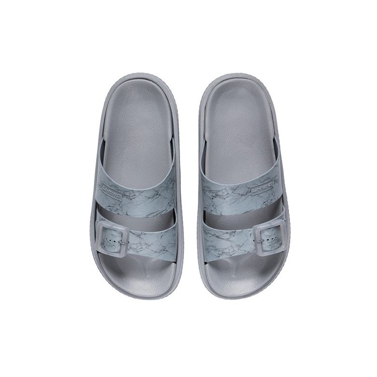 Li Ning Fashion Sports Rubber Sole EVA Slide Sandals Men Footwear Rock-Gray AGAS017-4