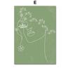Geometric Green Woman Portrait Lines Plants Leaf Posters Prints Canvas Painting Wall Art Pictures For Living Room Home Decor