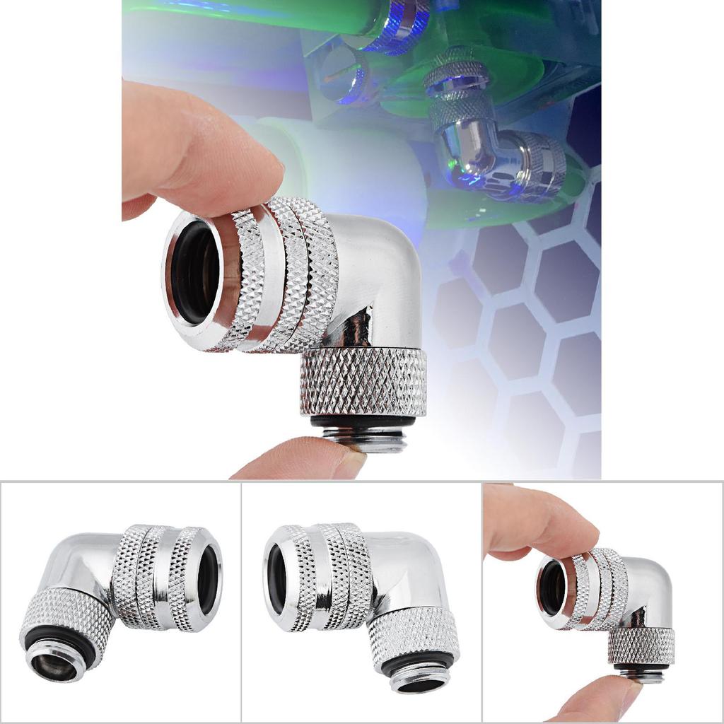 PC Water Cooling Two touch Fitting G1Celsius4 Thread 90 Degrees Elbow Connector for 14MM Tube Black