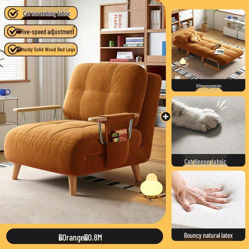 2026 Plush Foldable Sofa Bed: Dual-Use Log Style for Small Apartments and Balconies