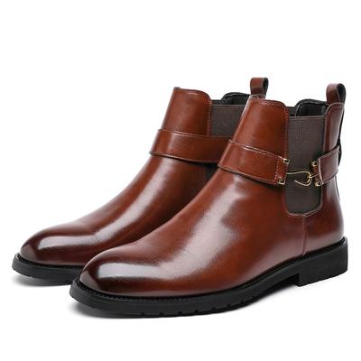 Designer Vintage England Men Brown Short Tube Chelsea Boots Pointe Toe Leather Business High Quality Ankle Boots Winter Spring