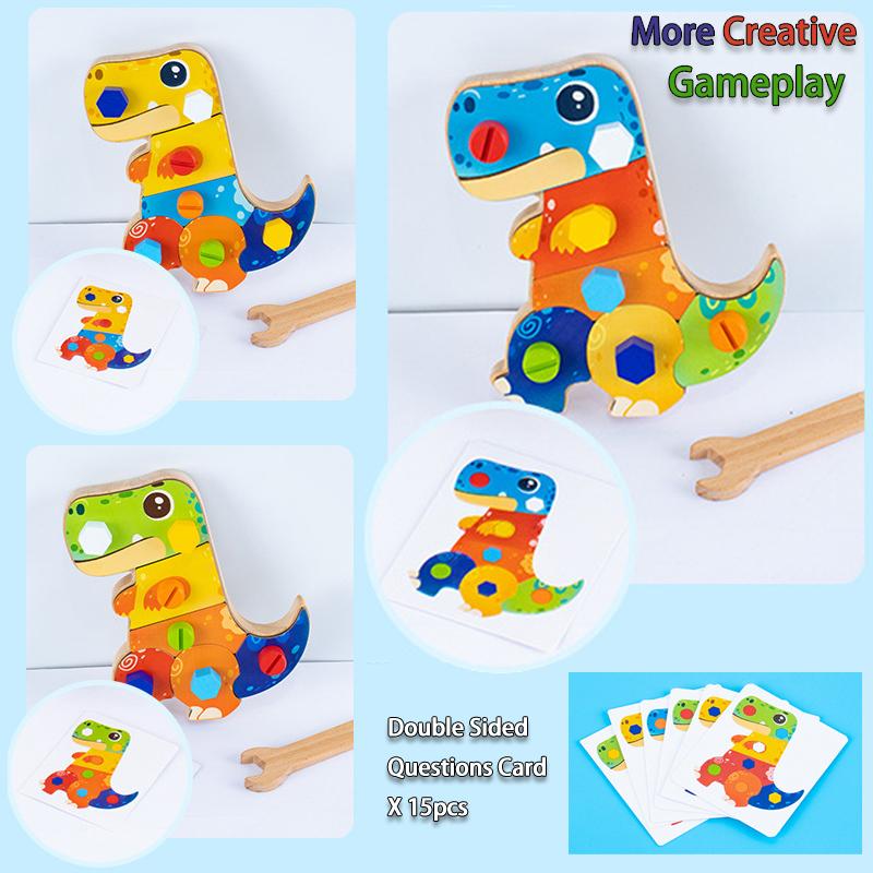 Toys Educational Toys Dinosaur Screwdriver Board Montessori Fine Motor Skills Sensory Screw Nut Busy Board Activity Wooden Kids