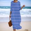 Women's Fashionable Printed Round Neck Seven Quarter Sleeve Loose Dress