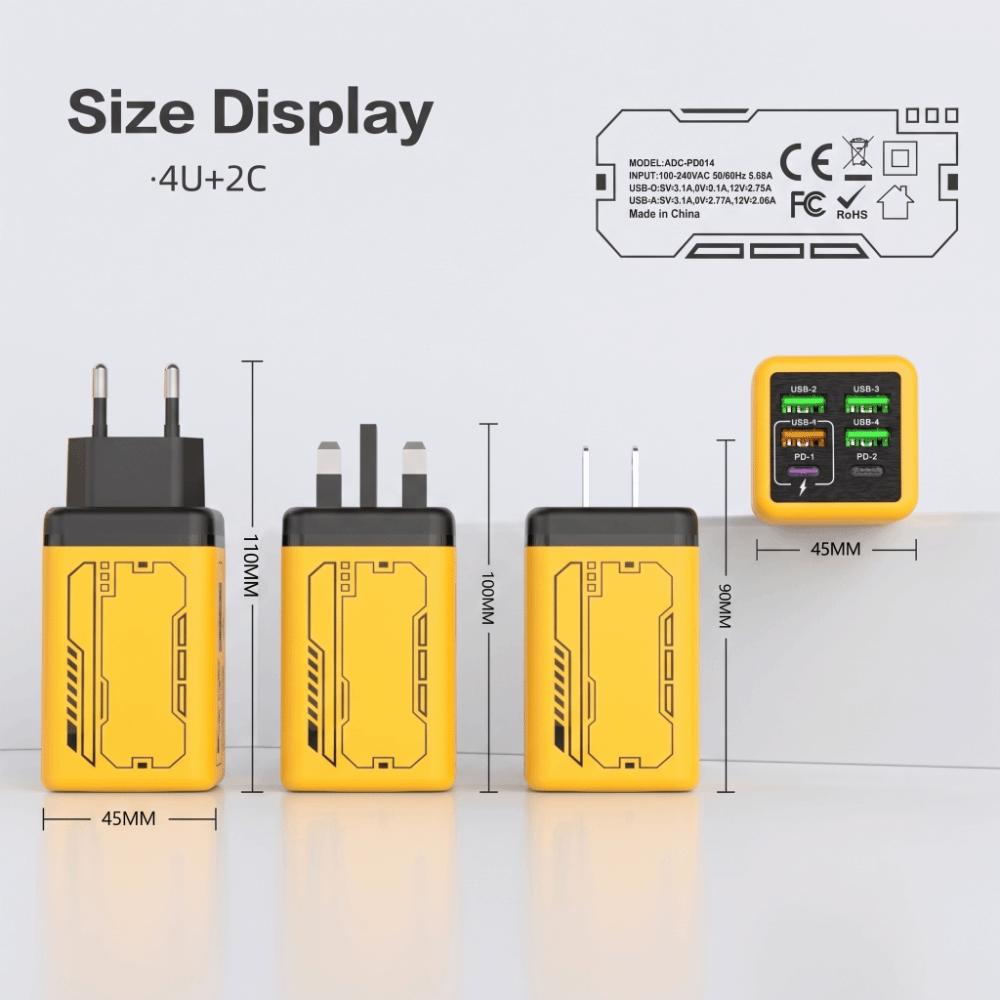 240W USB C Charger Multi Ports Power Adapter PD QC3.0 Phone Charger Office Use