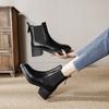 New square head British style short boots leather CM thick heel Chelsea boots children's black soft-soled Martin boots