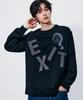 SOMEPLACE MAN Exit Graphic Applique Oversized Soft Long Sleeve T-Shirt [Black]