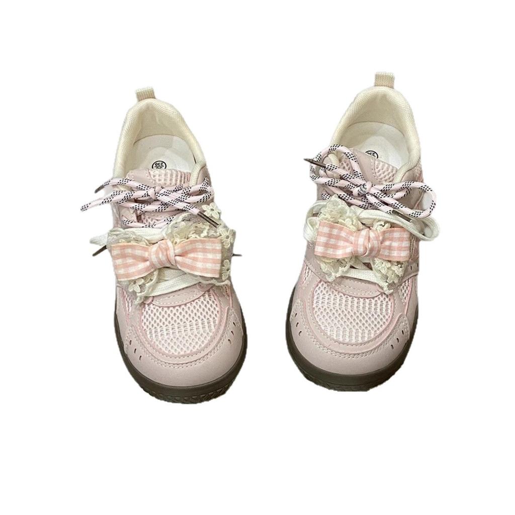 Wasteland Wind Burst Change Niche Original Bow Mesh Breathable Sports Shoes Women's New Summer Versatile Board Shoes