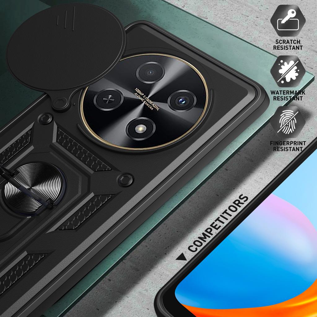 For Huawei Nova 12i 4G Case with Slide Camera Lid PC+TPU Kickstand Phone Cover