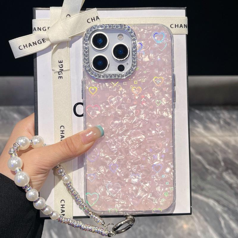 

Glitter Diamond Lens Phone Case with Laser Heart Shell Design for iPhone 17 Pro Max and Apple 14/15/16 iPhone 17