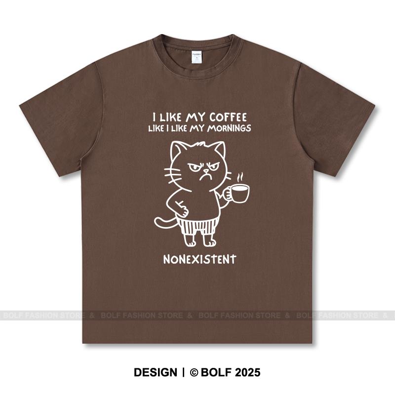 Women's I Like My Coffee Printed T-Shirt 100% Cotton Oversized Barista Graphic Tees for Men Summer Tops Brew Streetwear