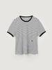 BEMUSE MANSION Ribbed Binding B Point T-Shirt - Black Stripe