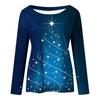 Women's Casual Fashion Christmas Print Long Sleeve O-Neck Pullover Top